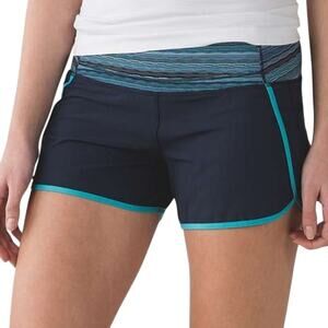 Lululemon Run Times Short 4-way Stretch 4" Inkwell Peacock Blue Women Size 4 NWT